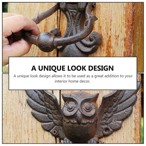 ETHZZLE 1Pc Retro Owl Shaped Iron Door Knocker Elegant Yard Door Handle for Security and Antique Doors