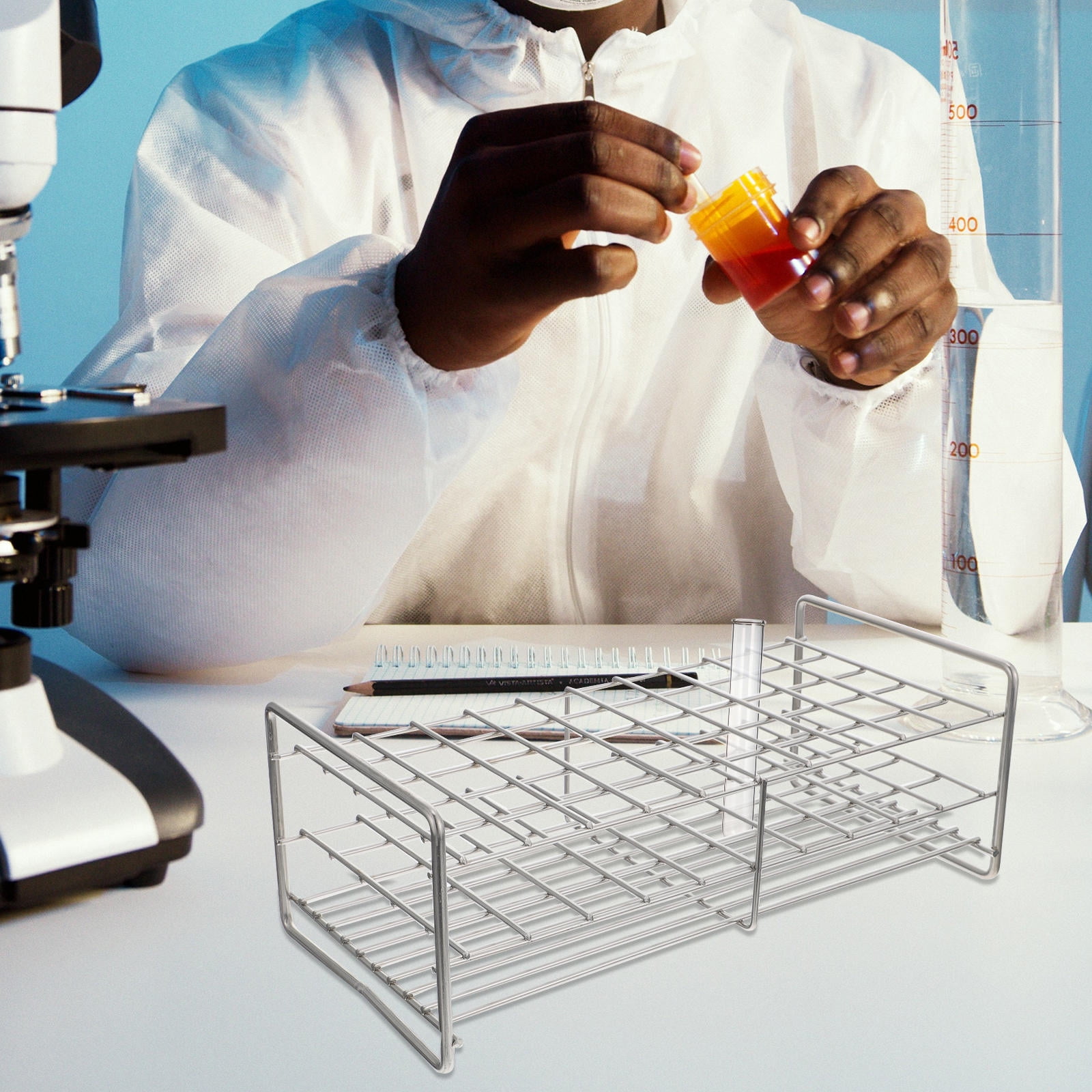 ETHZZLE 1Pc Square Hole Test Tube Rack Stainless Steel Three Tier ...