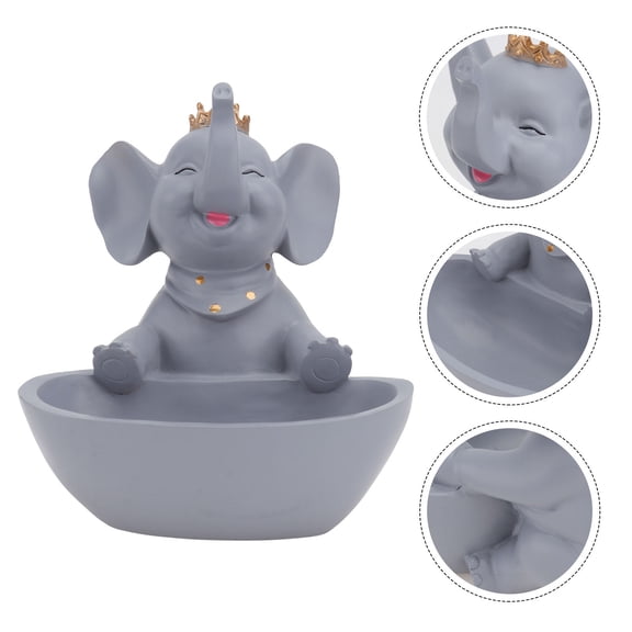 ETHZZLE 1Pc Grey Resin Candy Container Elephant Shape with Home Decorative Use