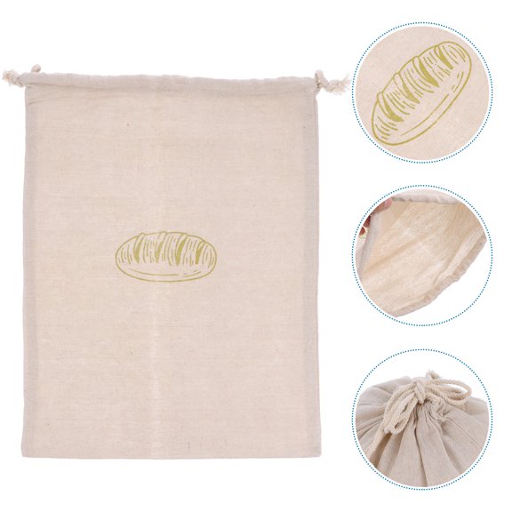 ETHZZLE Unbleached Linen Bread Storage Bag with Drawstring Closure, Reusable Grocery , Kitchen Storage