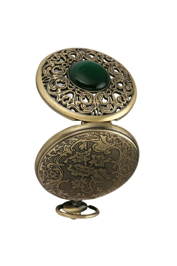 1Pc Coffee Color Clamshell Pocket Watch Retro Hanging Decorative