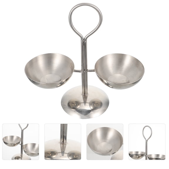 ETHZZLE 1Pcs Dual-dish Design Silver Fruit Serving Tray Stainless Steel for General Users at Family Gathering