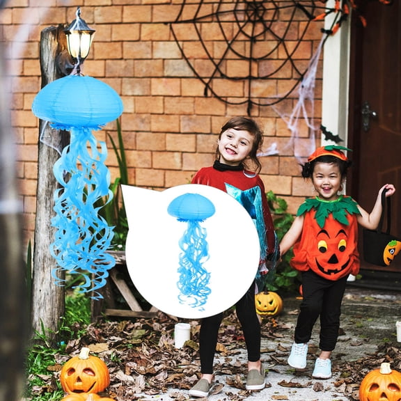 ETHZZLE Summer Paper Lanterns Jellyfish Shape Blue 1Pack