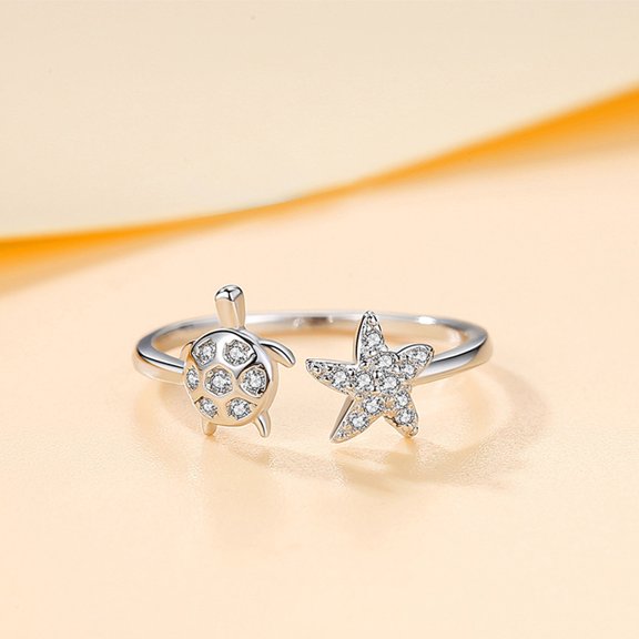 ETHZZLE 1Pcs Star Rings Copper Turtle Comfortable Wear for Women Engagements