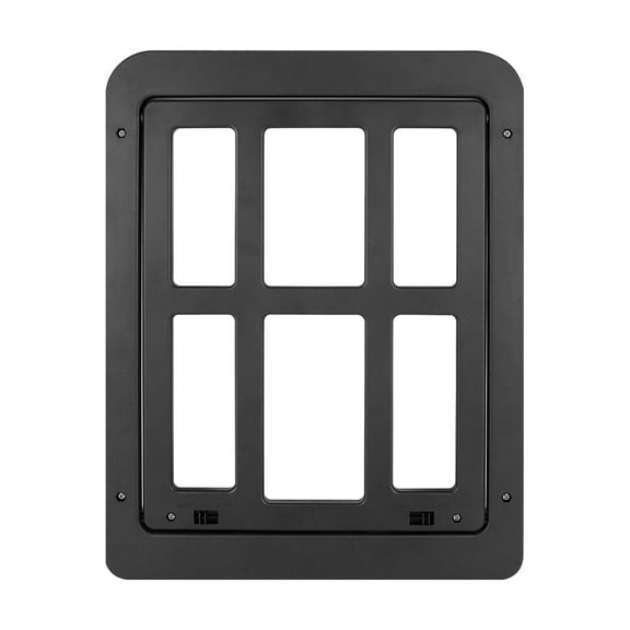 ETHZZLE 1Set Black Plastic Pet Screen Door Lockable Doggy Door for Indoor Use