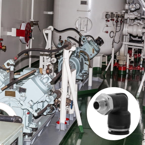 ETHZZLE 1Set Practical Black Stainless Steel Air Connector Two Way Fitting for Home