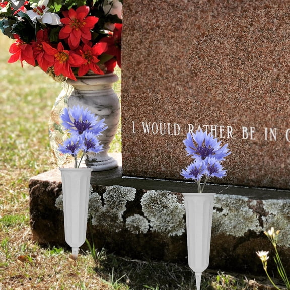 ETHZZLE 1Set Graveyard Vase Plastic Flower Holder Cone Insert Design for Cemetery Display