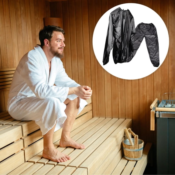 ETHZZLE 1Set Durable Black Sweat Suit for Sauna Workouts Promotes Toxin Removal