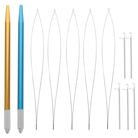 ETHZZLE 1Set Durable Hair Extension Threader Loop Needle with Comfortable Handle for DIY Use