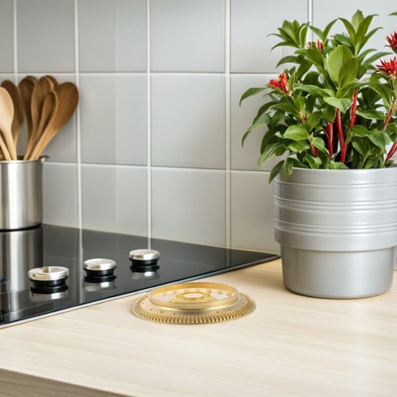 ETHZZLE 1Set Golden Copper Burner Flame Distributor Replacement for Gas Stove Cooktop