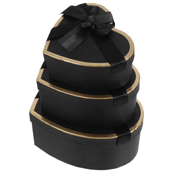 ETHZZLE Heart Shaped Nesting Paper Boxes in Black, 1 Set for Valentines Day, Party Favors, and Packaging