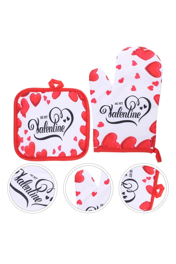 Cooking Oven Glove Mitts Kitchen Insulated Glove Polyester 1 Set