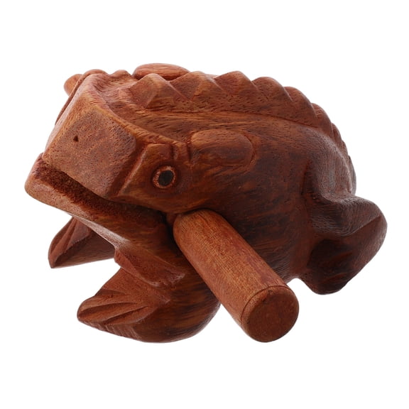ETHZZLE 1Set Light Brown Wooden Frog Guiro Percussion Instrument with Scraper Stick for Clear Sound