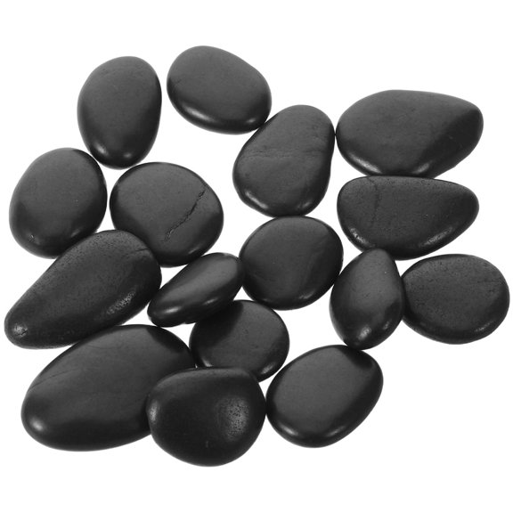 ETHZZLE 1Set Natural Polished Pebbles Black Cooking Stones for Steak Grilling High Temperature Heat Rocks