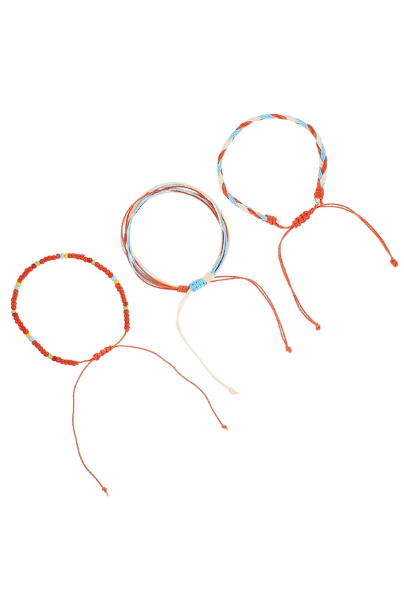 1Set Adult Friendship Bracelet Orange Woven Stylish Stackable Wrist Jewelry