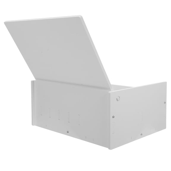 ETHZZLE Paper Money Storage Box with 4 Compartments, White Wood and Plastic Organizer for Home and Office Use
