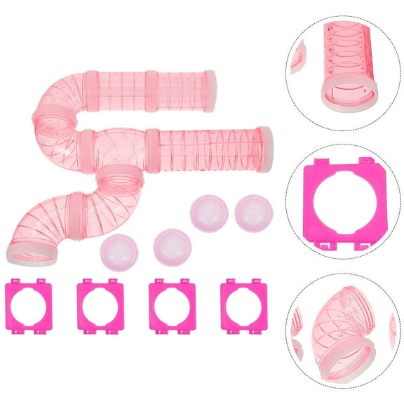 ETHZZLE 1Set Plastic Hamster Cage Tunnel with Clear External Tubes Easy to Install Assorted Colors