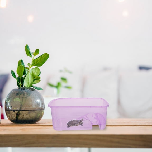 ETHZZLE 1Set Transparent Plastic Turtle Breeding Box with Platform Safe for Pets