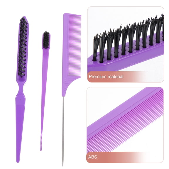 ETHZZLE 1Set Professional Plastic Tail Comb Haircut Comb for Home Use Violet Color