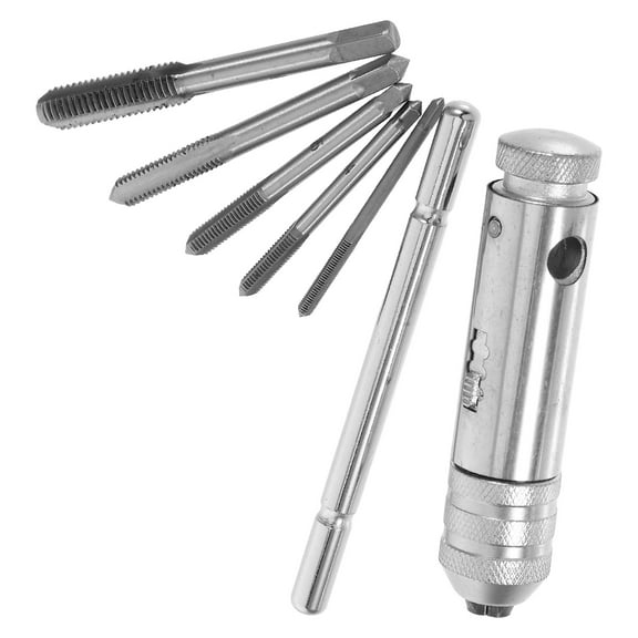 ETHZZLE 1Set Plated Silver Ratcheting Tap Spanner with Extended T-Handle and Adjustable Ratchet for Repair Use