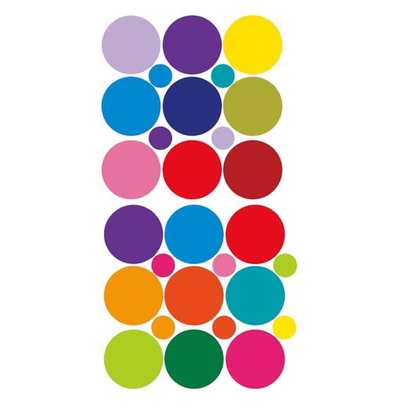 ETHZZLE Self Adhesive Polka Dot Wall Decals, 1 Set Assorted Colors for Bedroom, Living Room, Kids Room Decor