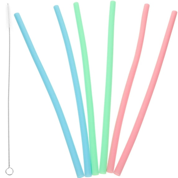 ETHZZLE Reusable Silicone Drinking Straws Set with Smooth Inner , Assorted Colors for Use