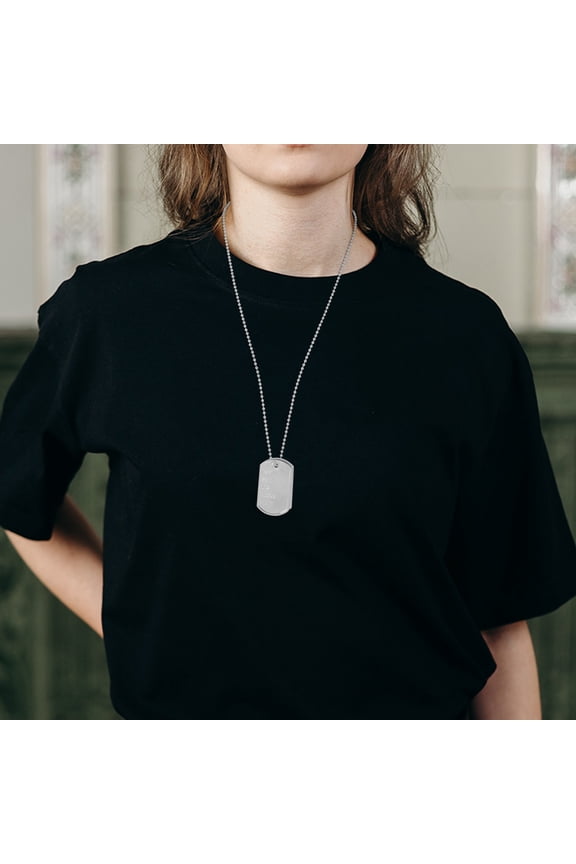 1Set Silver Necklace for Men Army Dog Tag Style Pendant for Carnivals and Roleplaying