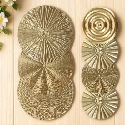 ETHZZLE 1Set Simple Plated Gold Metal Circle Wall Art for Bedroom and Hallway Modern Wall Decor