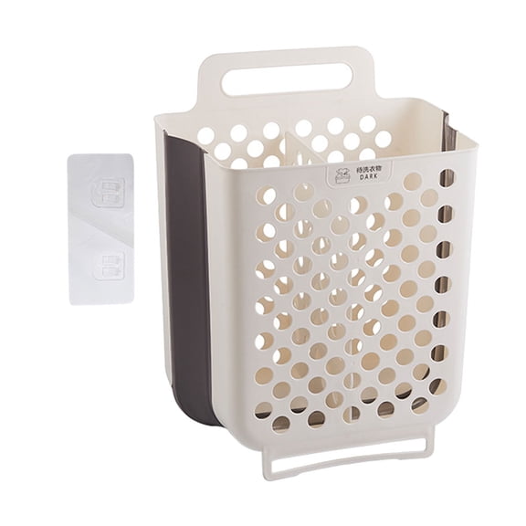 ETHZZLE Wall Mounted White Plastic Laundry Hamper with Creative Patterns 1Set