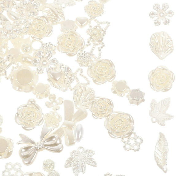 ETHZZLE White Rose Flower Resin for Manicure, Phone Case Decoration, Nail Art Accessories