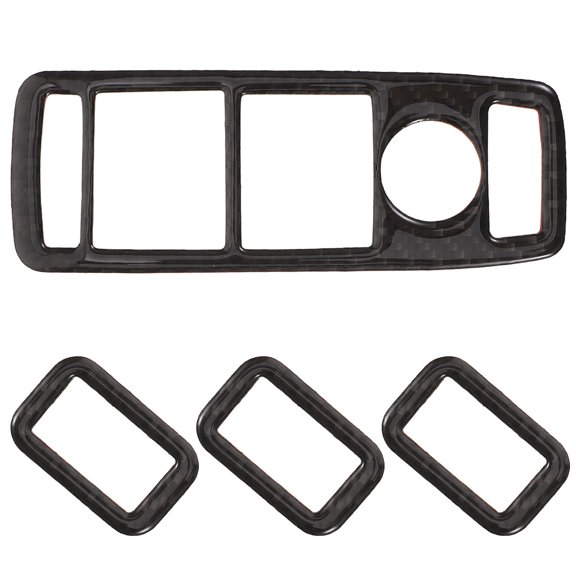 ETHZZLE 1Set Window Control Switch Decorative Frame Carbon Fiber Black Trim Cover for Vehicles
