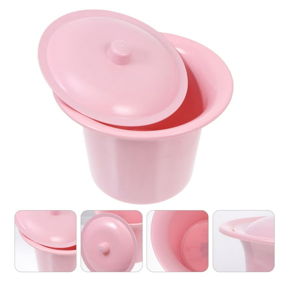 ETHZZLE 1pc Durable Plastic Bedpan with Lid for Elderly Easy to Clean Spittoon Urinal Container for Home Use