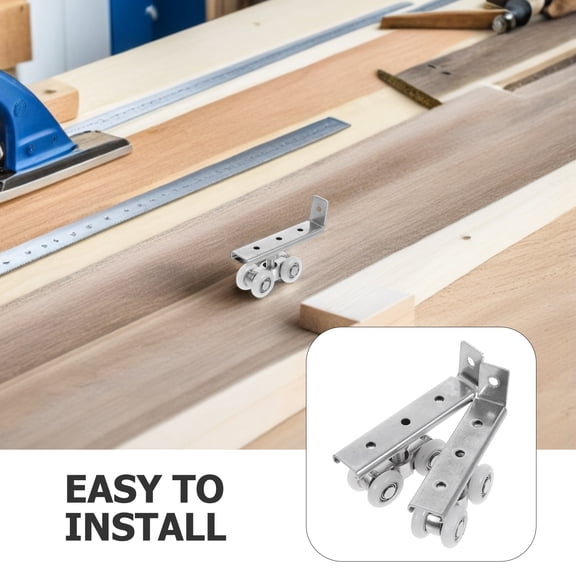 ETHZZLE Silent Sliding Door Rollers, Stainless Steel and Nylon, Sturdy and Smooth for Lifting, 2Sets