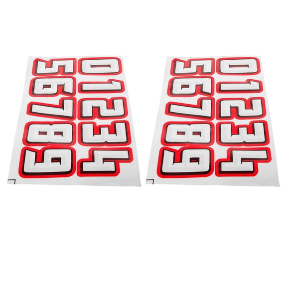 ETHZZLE 2 Sets of Number Sticker Hockey Reflective Film Red Die-cut Design for Daily Training
