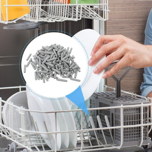 ETHZZLE Flexible Round End Caps Black Rubber for Dishwasher Racks 200Pcs