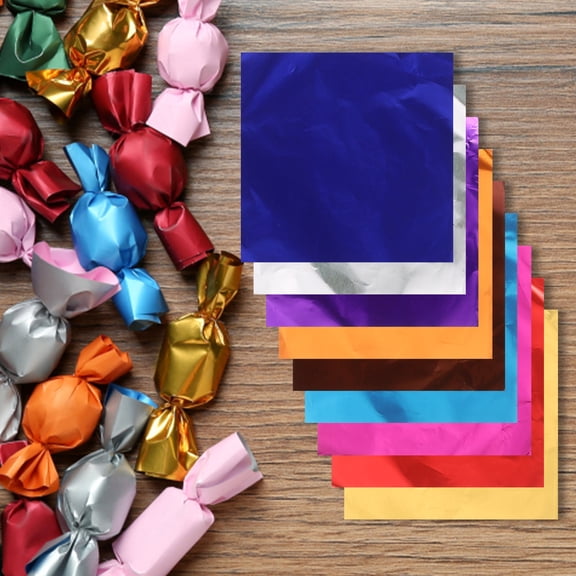 ETHZZLE 200Pcs Candy Foil Paper Wrappers in Assorted Colors for Chocolate and Homemade Sweets