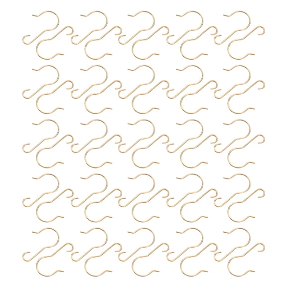ETHZZLE 200Pcs Compact Metal Hooks Golden Decorative Ornament Hangers for Holidays