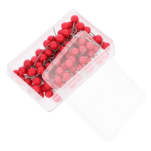 ETHZZLE 200Pcs Red Stainless Steel Round Needle Pins with Large Head for Map Marking and Crafts