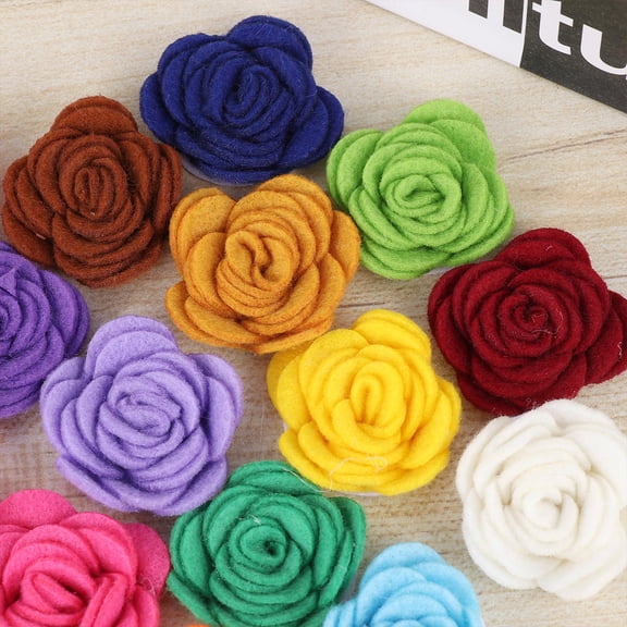 ETHZZLE 20Pcs Felt Cloth Roses Assorted Color Decorative Flowers for Clothes and Hair Clips