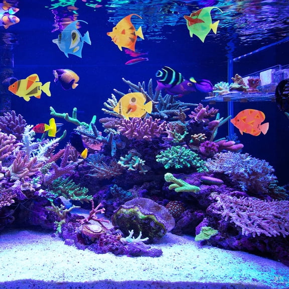 ETHZZLE 20Pcs Artificial Floating Fish Tank Decor Premium Plastic Simulation Tropical Fish Ornament