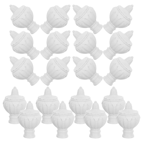 ETHZZLE 20Pcs White Curtain Rod End Caps Decorative Plastic Floral Design for Home Curtain Poles