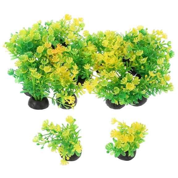 ETHZZLE 20Pcs Fish Tank Flower Decoration Simulation Green Plastic for Decor