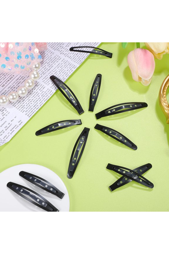 20Pcs Hair Snap Clips Black Metal Nonslip Snap Hair Clips for Styling and Secure Hold