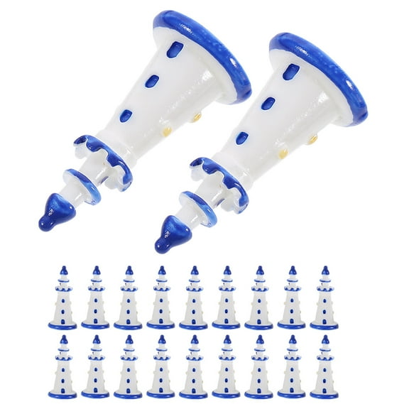 ETHZZLE 20Pcs Mediterranean Style Resin Lighthouse Ornament for Nautical Tabletop Decoration