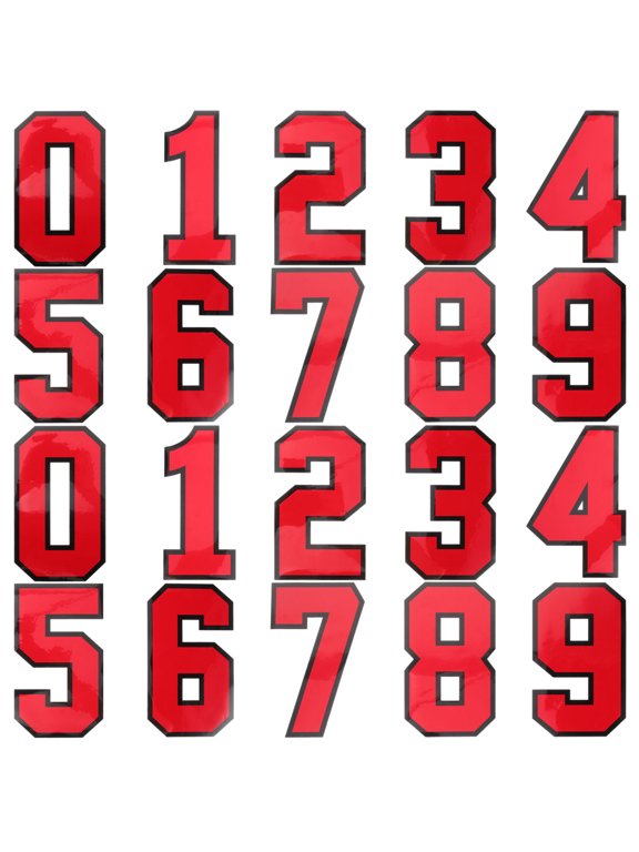 Red Embroidered Number Patches for Clothing Bag Hat Decoration