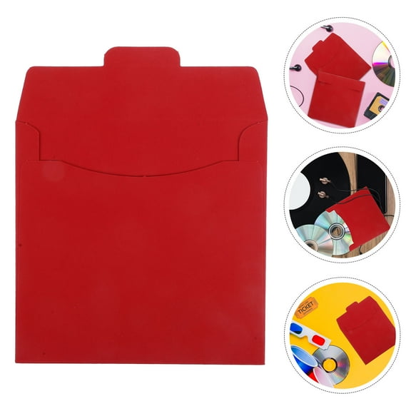 ETHZZLE 20Pcs Red Multipurpose Kraft Paper Cd Dvd Envelopes for Stylish and Practical Disc Storage Solution