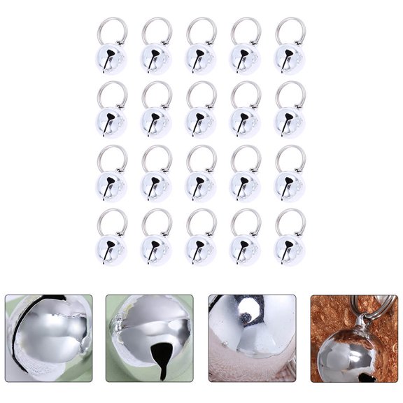 ETHZZLE 20Pcs Silver DIY Copper Bells for Pet Collars Dog Cat Collar Bells and Craft Hanging Ornaments
