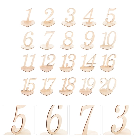 ETHZZLE 20Pcs Standing Table Numbers for Wedding Reception Wood Material Khaki Color