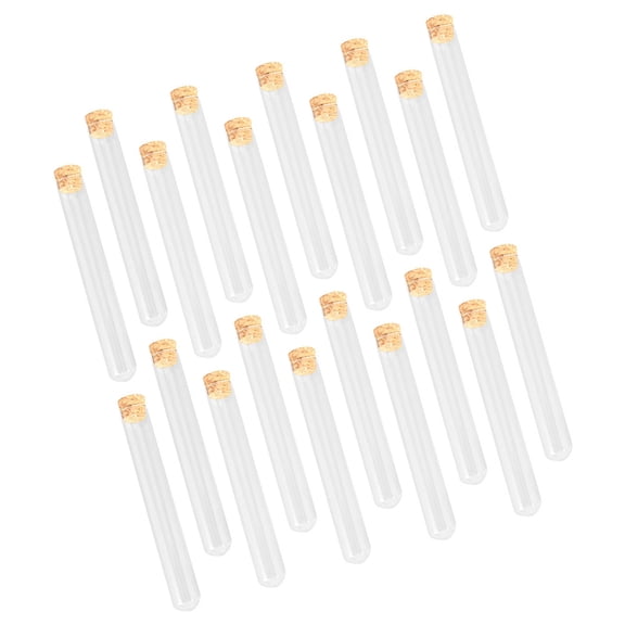 ETHZZLE 20Pcs Transparent Glass Test Tubes with Wood Corks Round Bottom Storage Tubes for Plant Propagation