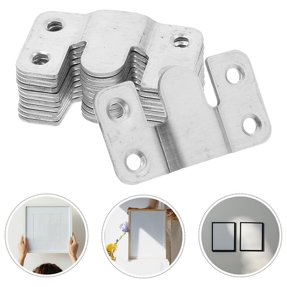 ETHZZLE 20Pcs Picture Hanger Bracket Stainless Steel Heavy Duty Interlocking Design Plated Silver